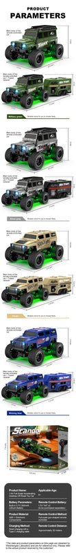 1:64 Scale Mini Desktop RC Crawler - High-Speed Remote Control Off-Road Vehicle Toy with Type-C Charging - Image 11